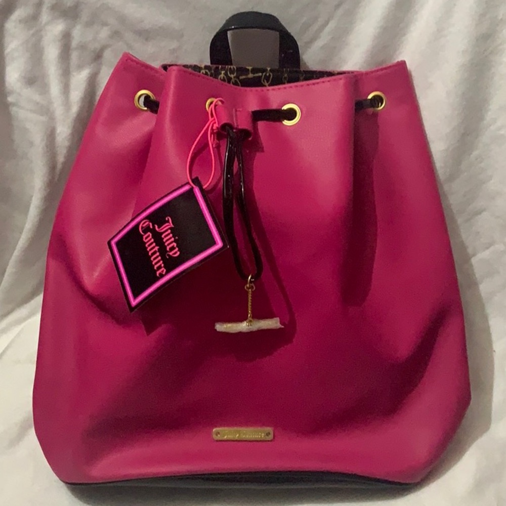 Hot Pink Drawstring Backpack by Juicy Couture